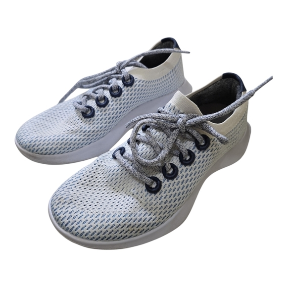 Allbirds Tree Dasher 2 Blue and White Knit Sneakers - Picture 1 of 10